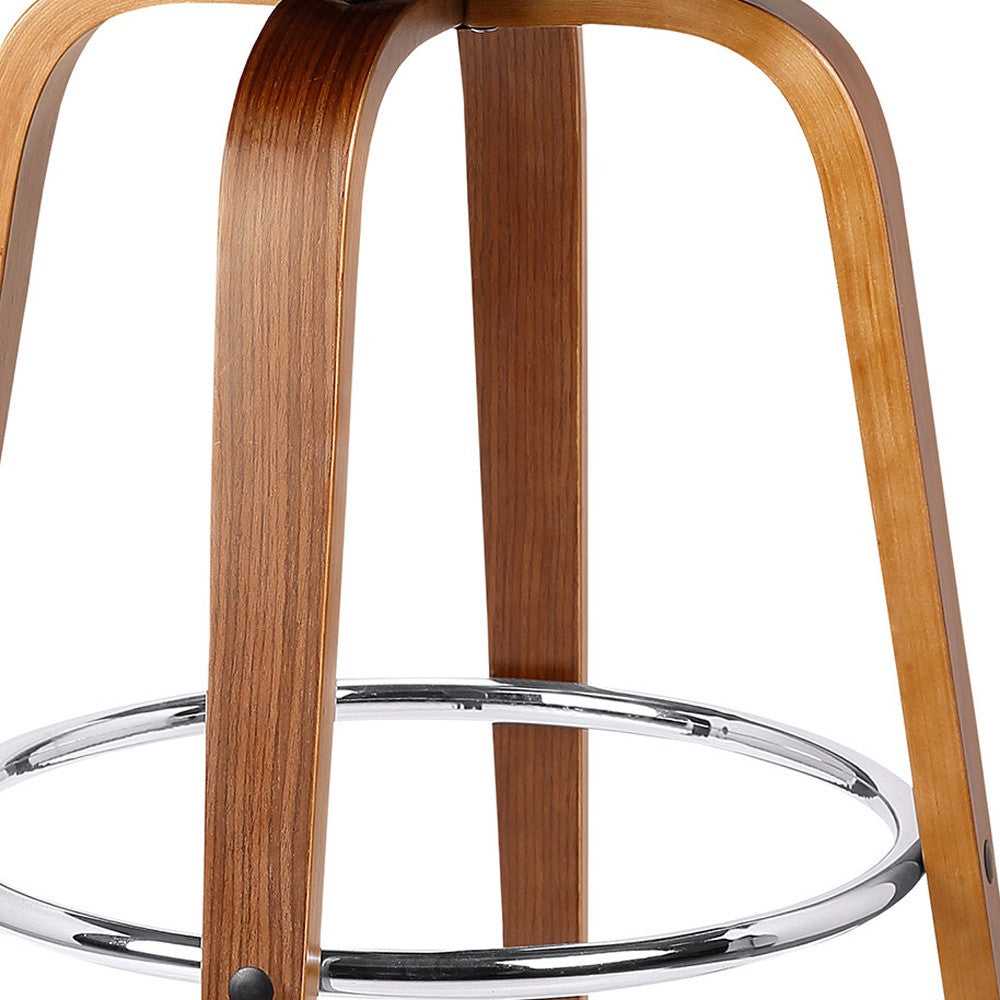 25" Brown Iron Swivel Backless Counter Height Bar Chair - Loft&Timber