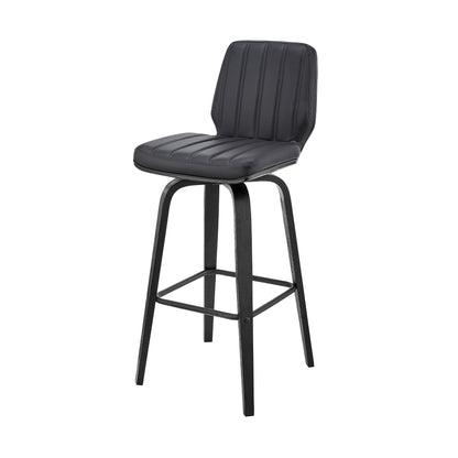 31" Gray And Black Faux Leather And Iron Swivel Bar Height Bar Chair - Loft&Timber