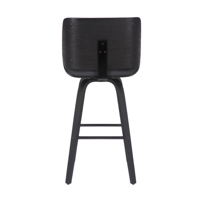 30" Gray and Black Faux Leather and Iron Bar Height Swivel Bar Chair - Loft&Timber