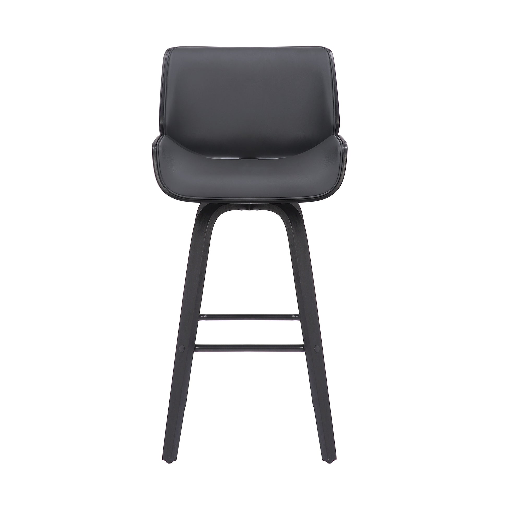 30" Gray and Black Faux Leather and Iron Bar Height Swivel Bar Chair - Loft&Timber