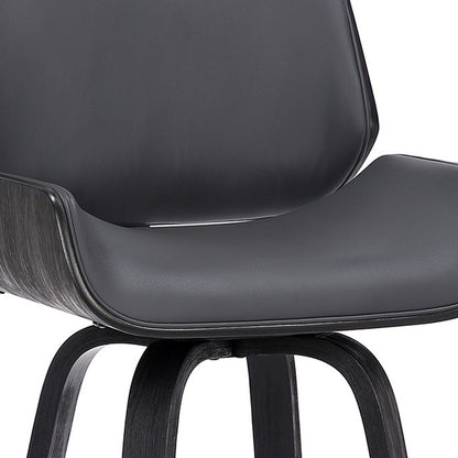 30" Gray and Black Faux Leather and Iron Bar Height Swivel Bar Chair - Loft&Timber