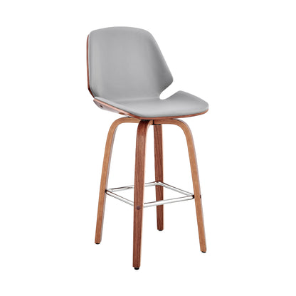 26" Gray And Brown Swivel Counter Height Bar Chair - Loft&Timber
