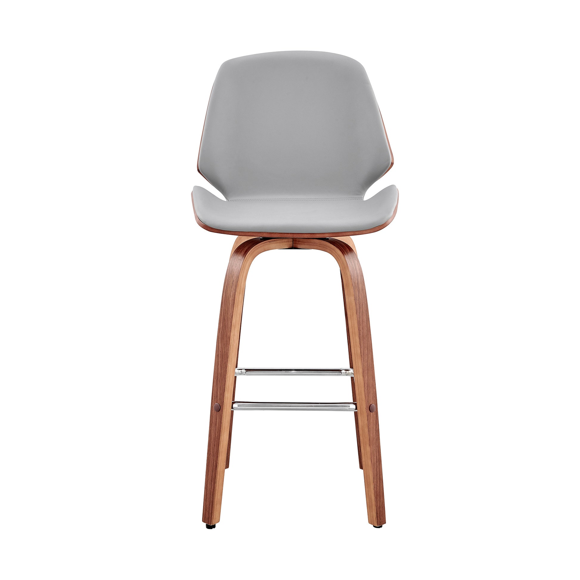 26" Gray And Brown Swivel Counter Height Bar Chair - Loft&Timber