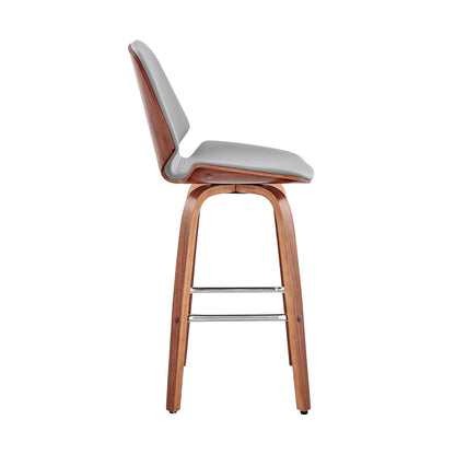 26" Gray And Brown Swivel Counter Height Bar Chair - Loft&Timber