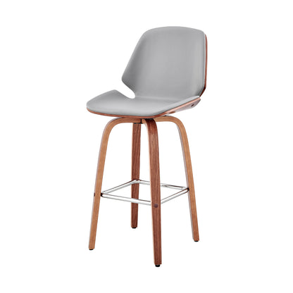 26" Gray And Brown Swivel Counter Height Bar Chair - Loft&Timber