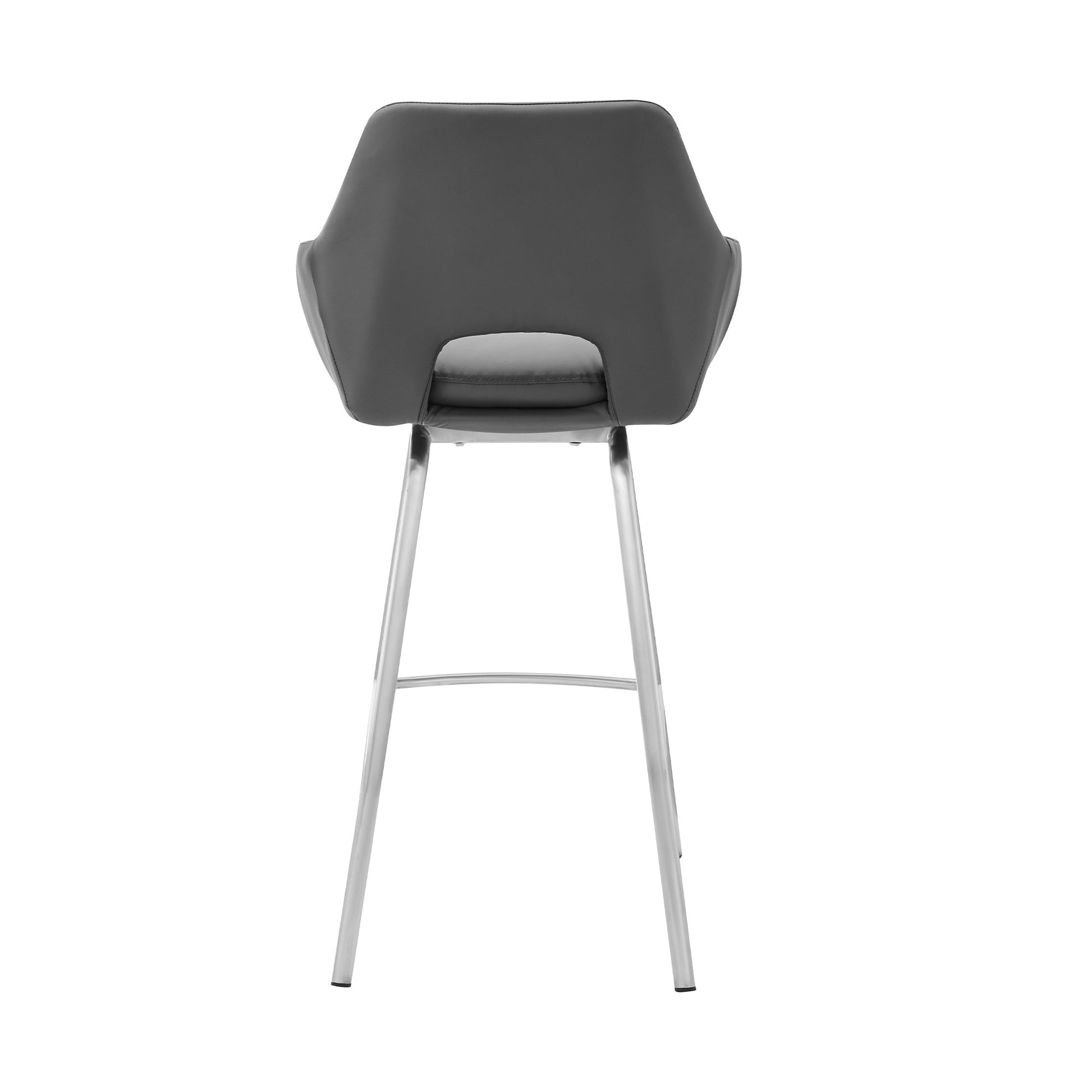 30" Gray And Silver Iron Swivel Low Back Bar Height Bar Chair - Loft&Timber