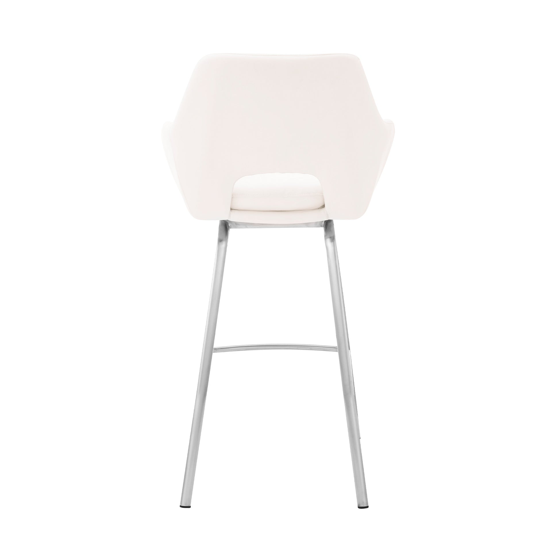 30" White And Silver Iron Swivel Low Back Bar Height Bar Chair - Loft&Timber
