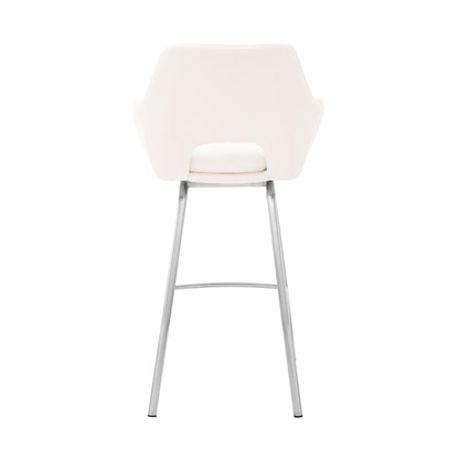 30" White And Silver Iron Swivel Low Back Bar Height Bar Chair - Loft&Timber