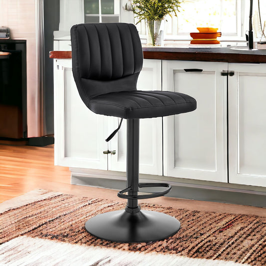 25" Black Iron Swivel Adjustable Height Bar Chair - Loft&Timber
