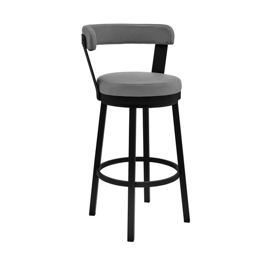 30" Gray And Black Iron Swivel Bar Height Bar Chair - Loft&Timber