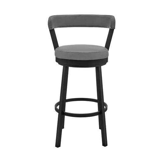 30" Gray And Black Iron Swivel Bar Height Bar Chair - Loft&Timber