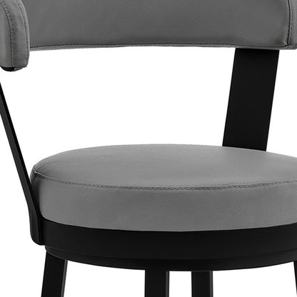 30" Gray And Black Iron Swivel Bar Height Bar Chair - Loft&Timber