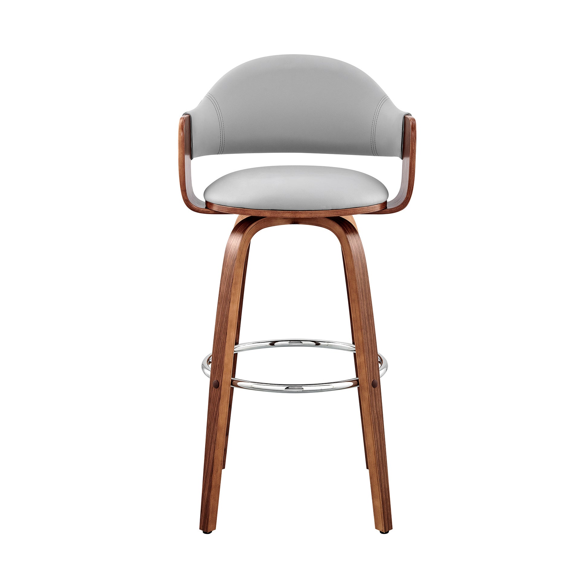 30" Gray And Brown Swivel Low Back Bar Height Bar Chair - Loft&Timber