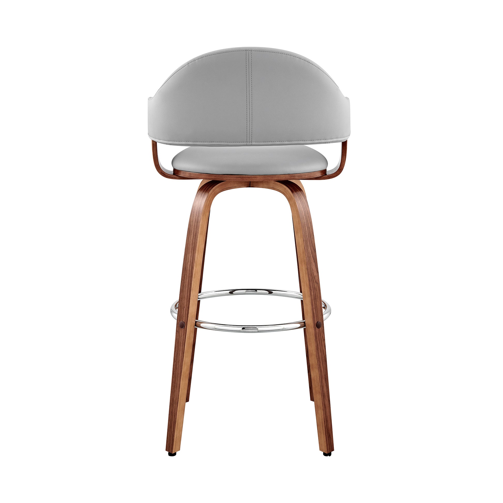 30" Gray And Brown Swivel Low Back Bar Height Bar Chair - Loft&Timber