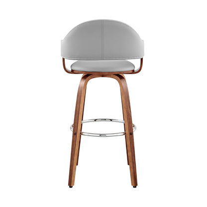30" Gray And Brown Swivel Low Back Bar Height Bar Chair - Loft&Timber