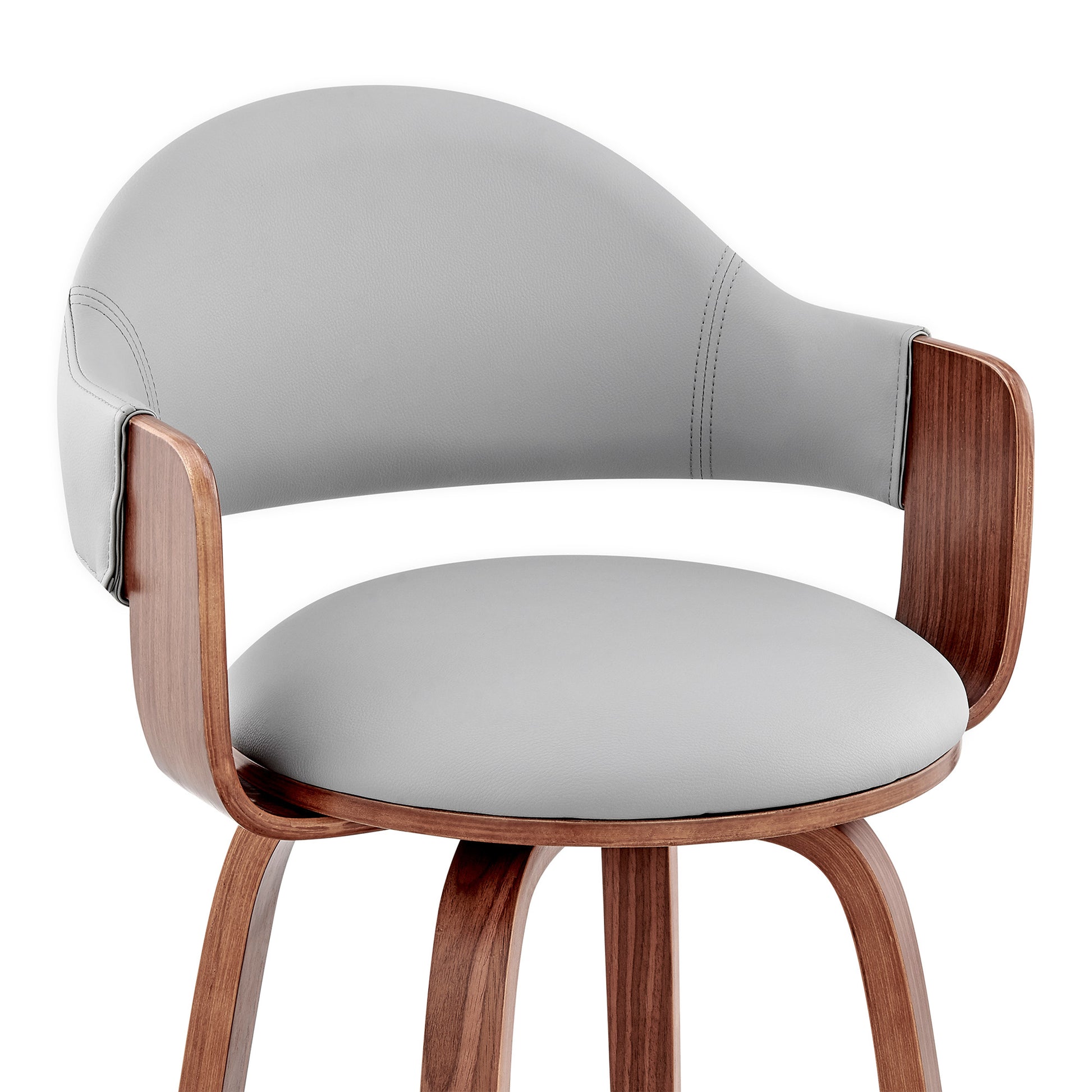 30" Gray And Brown Swivel Low Back Bar Height Bar Chair - Loft&Timber