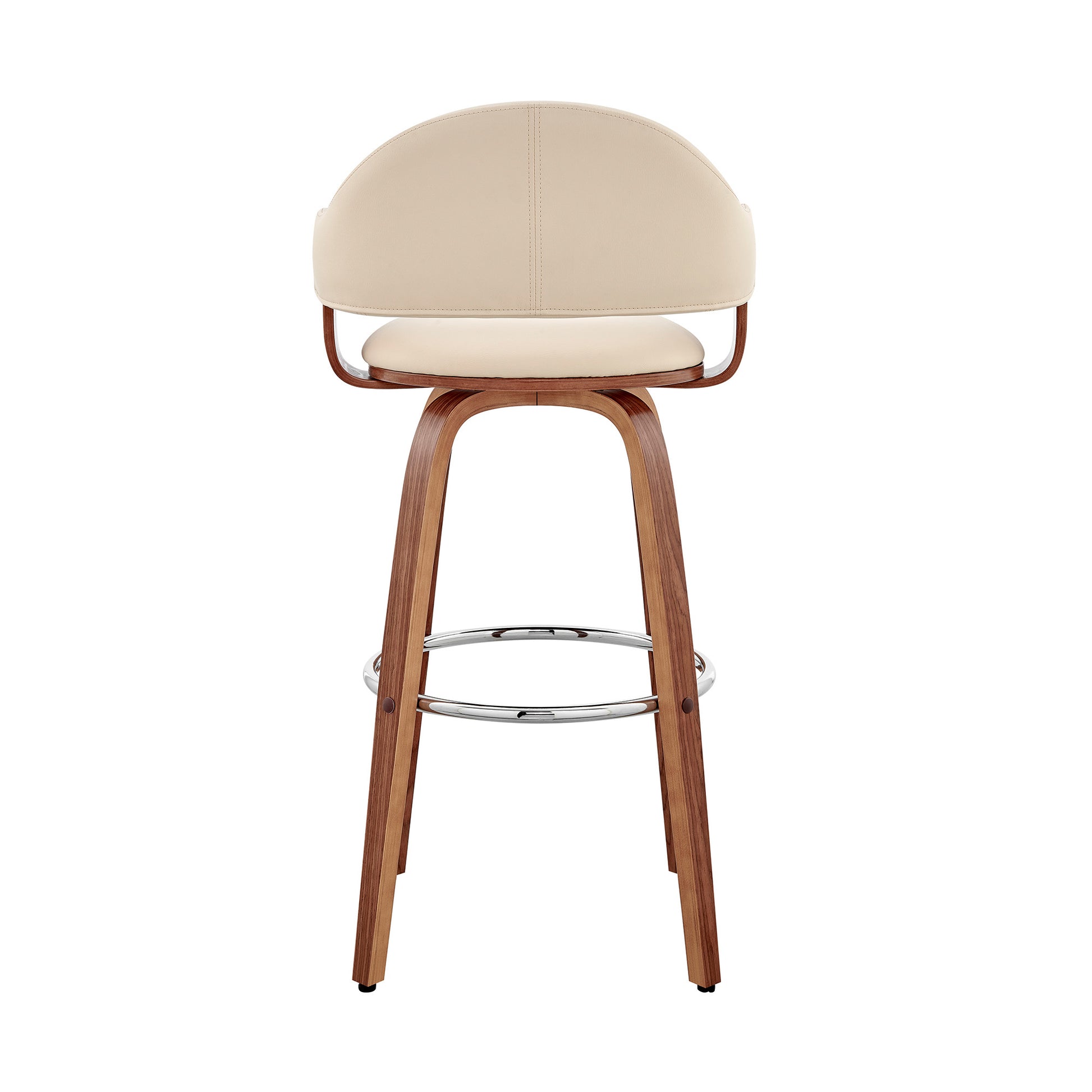 30" Cream and Brown Fabric Low Back Bar Height Swivel Bar Chair - Loft&Timber