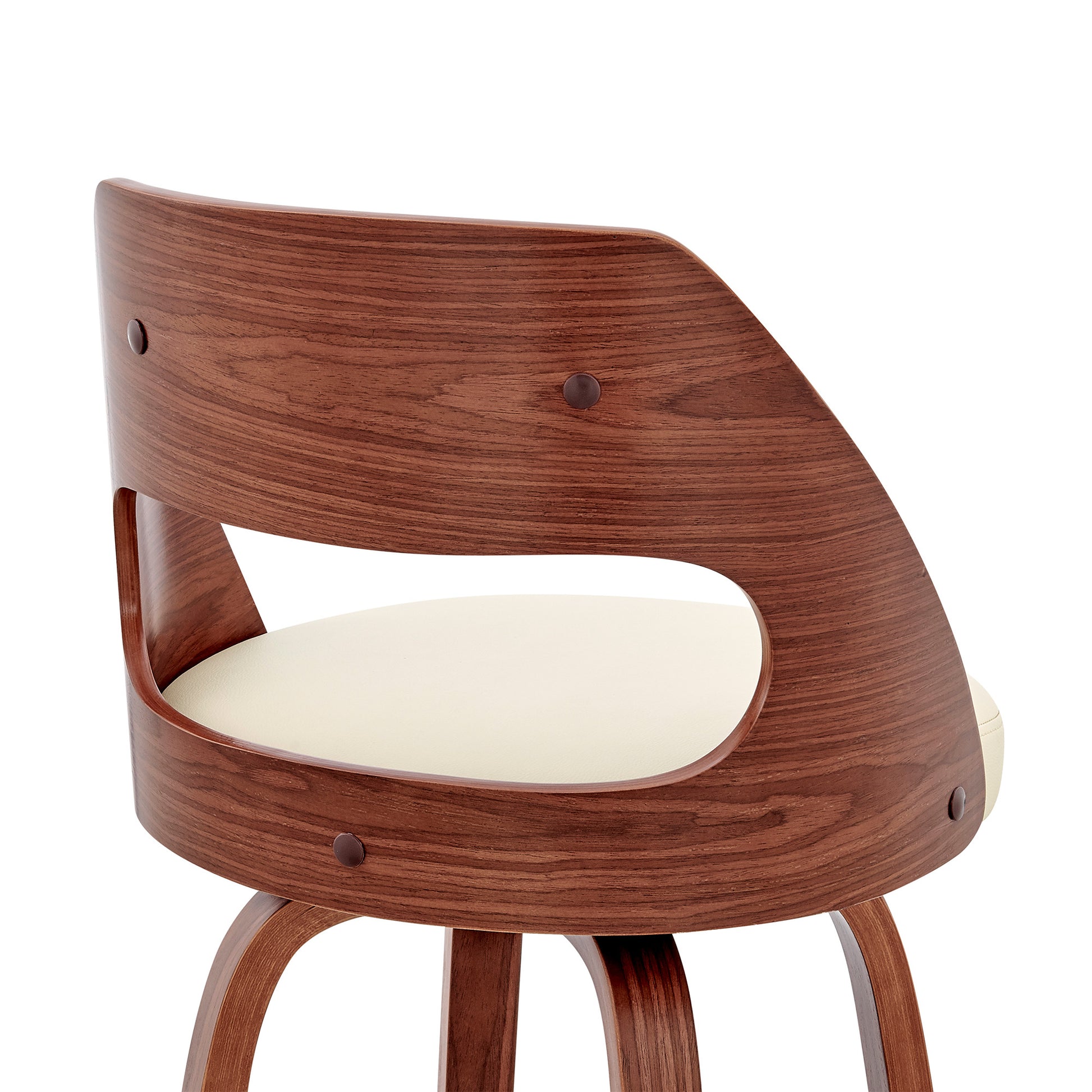 30" Cream and Brown Faux Leather Swivel Bar Chair - Loft&Timber