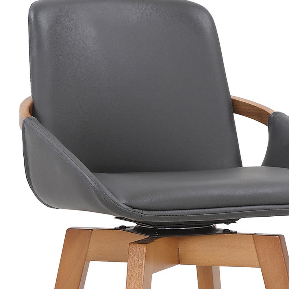 31" Gray And Black Iron Swivel Bar Height Bar Chair-6