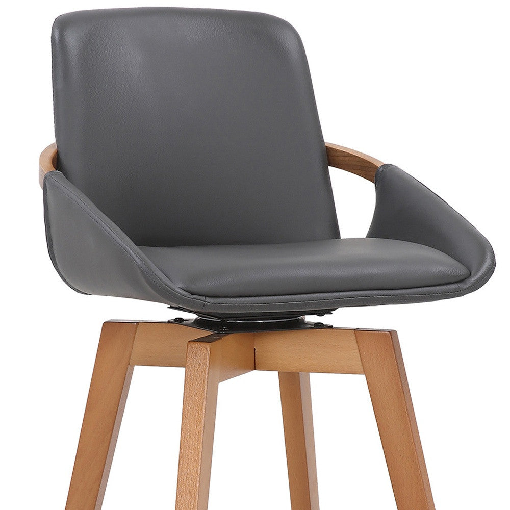 31" Gray And Black Iron Swivel Bar Height Bar Chair-7