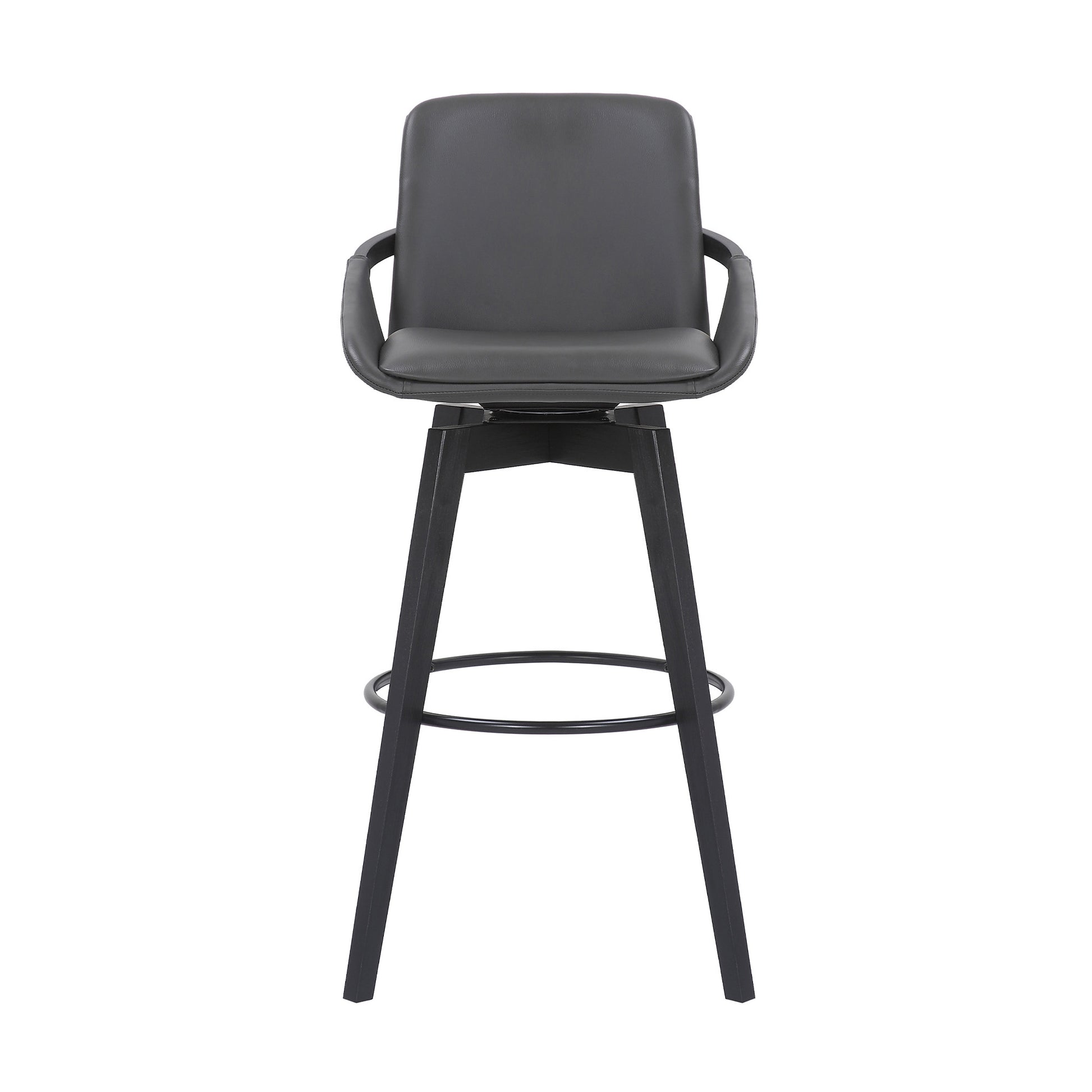 31" Gray and Black Fabric and Iron Bar Height Swivel Bar Chair - Loft&Timber