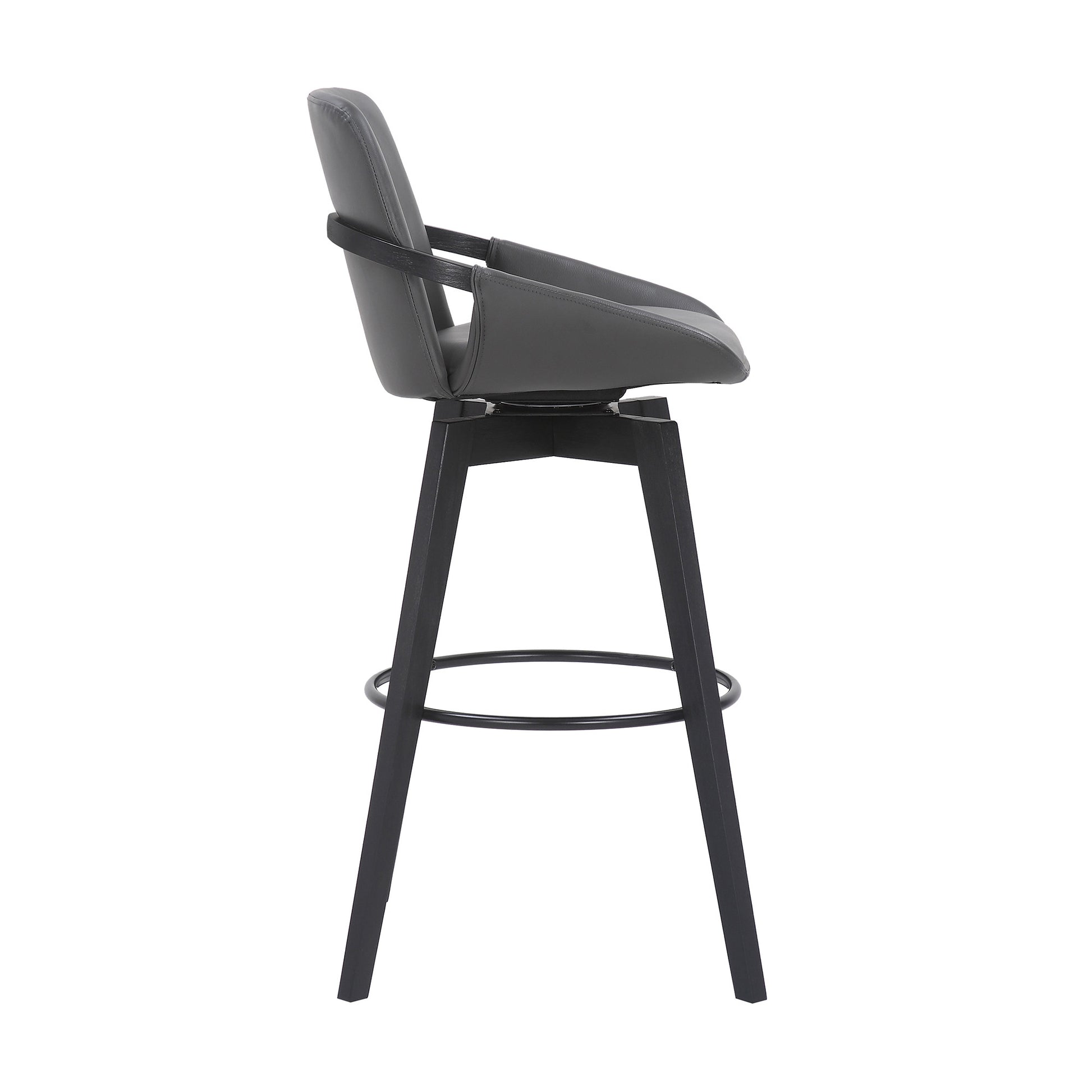 31" Gray and Black Fabric and Iron Bar Height Swivel Bar Chair - Loft&Timber