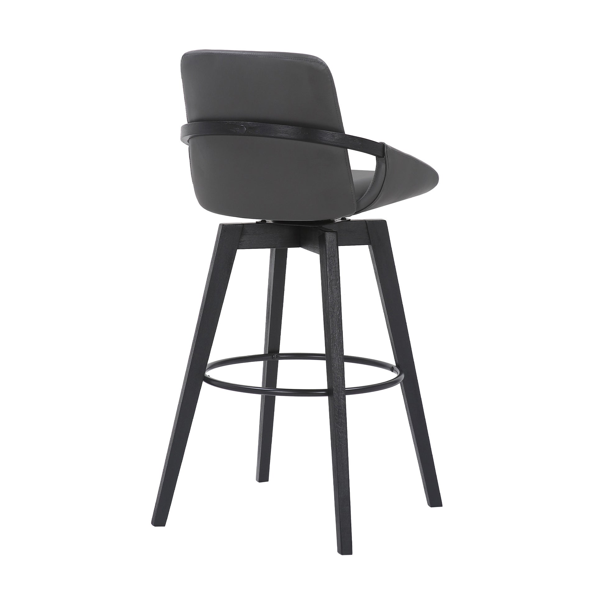 31" Gray and Black Fabric and Iron Bar Height Swivel Bar Chair - Loft&Timber