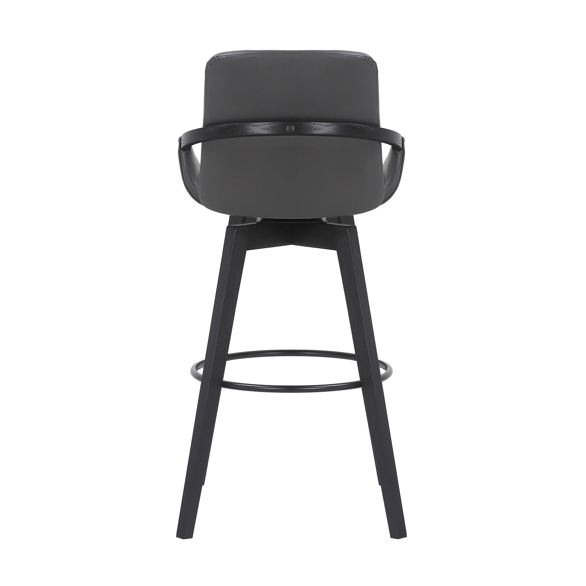 31" Gray and Black Fabric and Iron Bar Height Swivel Bar Chair - Loft&Timber