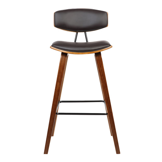 29" Brown Faux Leather Low Back Bar Height Bar Chair - Loft&Timber