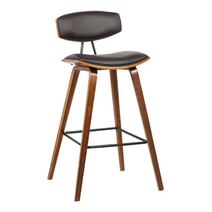 29" Brown Faux Leather Low Back Bar Height Bar Chair - Loft&Timber