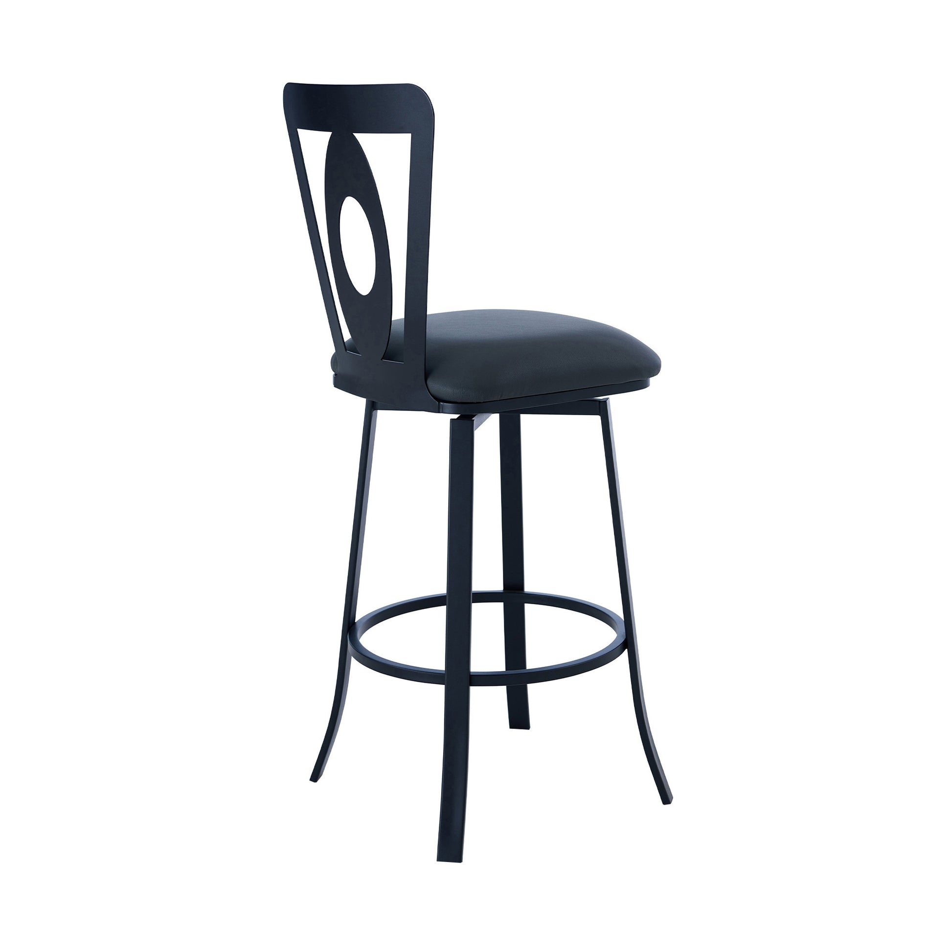 30" Gray and Black Faux Leather and Iron Bar Height Swivel Bar Chair - Loft&Timber