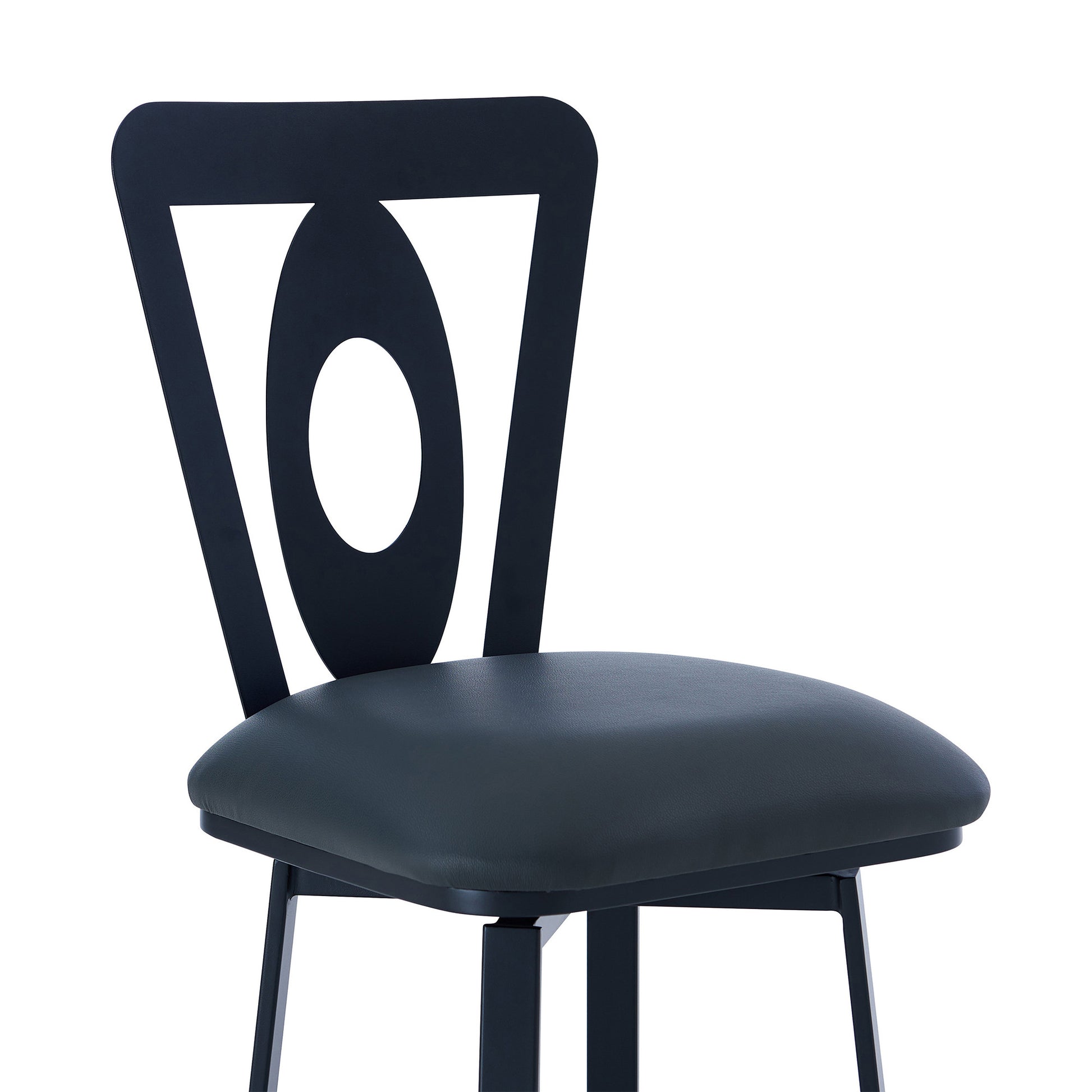 30" Gray and Black Faux Leather and Iron Bar Height Swivel Bar Chair - Loft&Timber