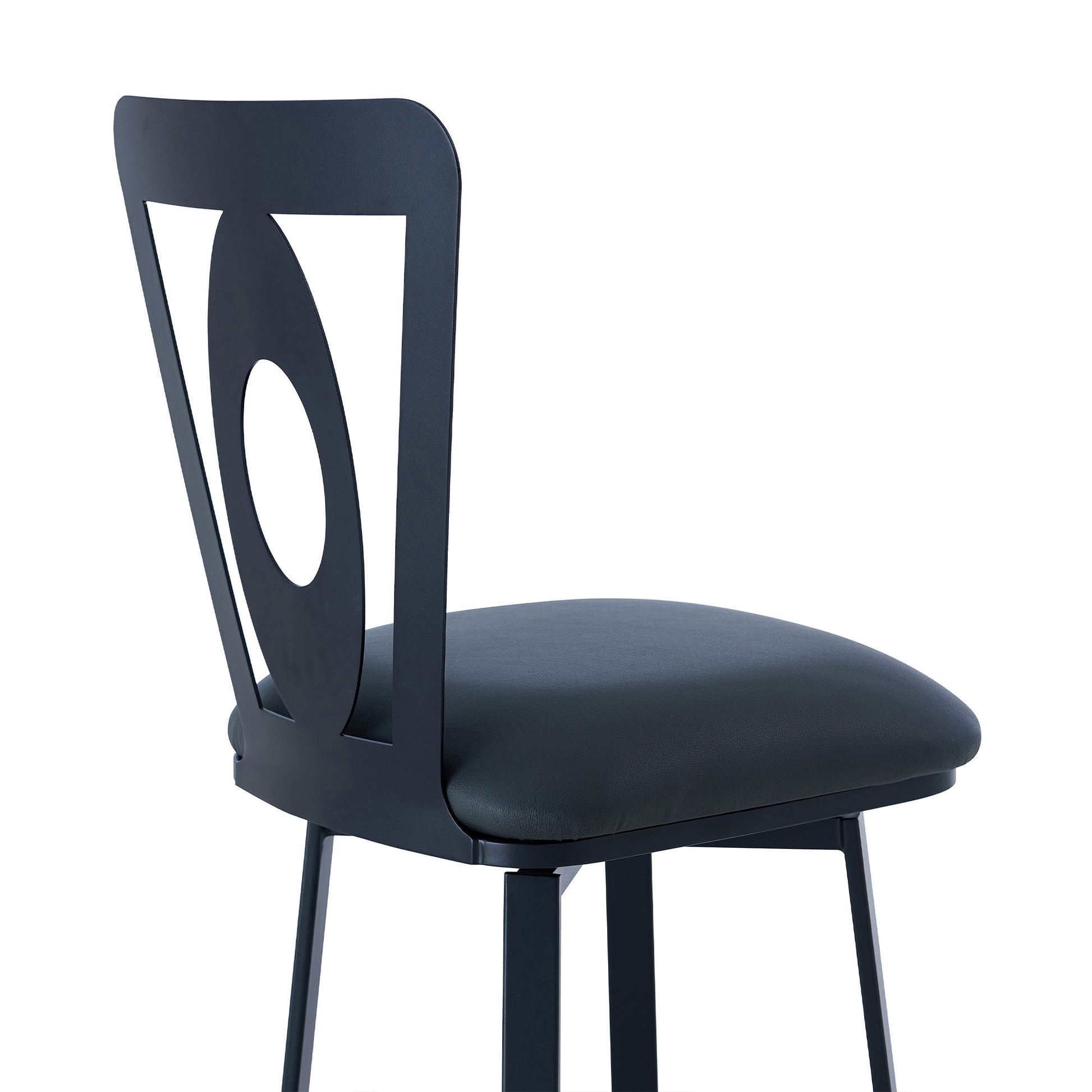 30" Gray and Black Faux Leather and Iron Bar Height Swivel Bar Chair - Loft&Timber