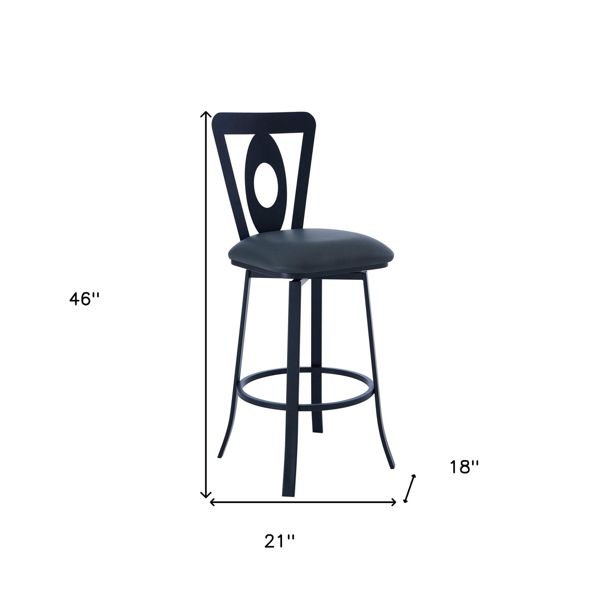 30" Gray and Black Faux Leather and Iron Bar Height Swivel Bar Chair - Loft&Timber