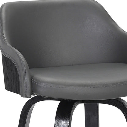 30" Gray And Black Iron Swivel Low Back Bar Height Bar Chair - Loft&Timber