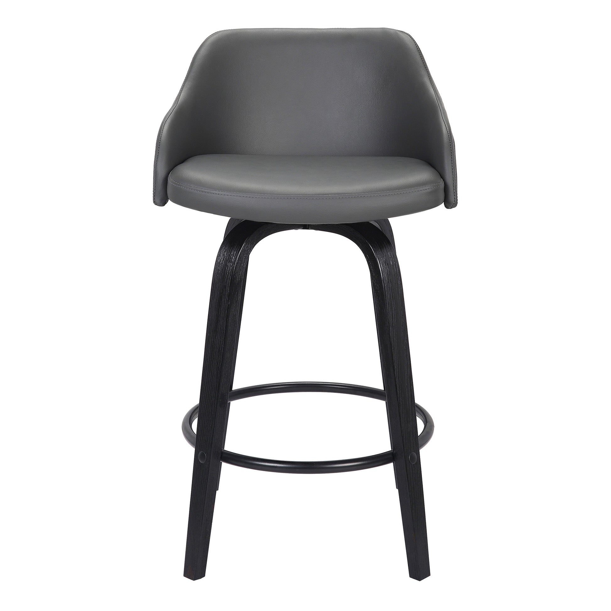 30" Gray And Black Iron Swivel Low Back Bar Height Bar Chair - Loft&Timber