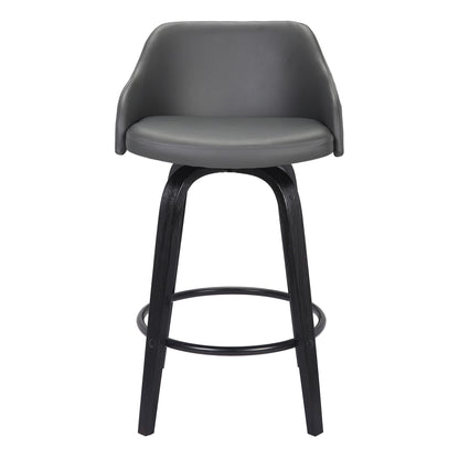 30" Gray And Black Iron Swivel Low Back Bar Height Bar Chair - Loft&Timber