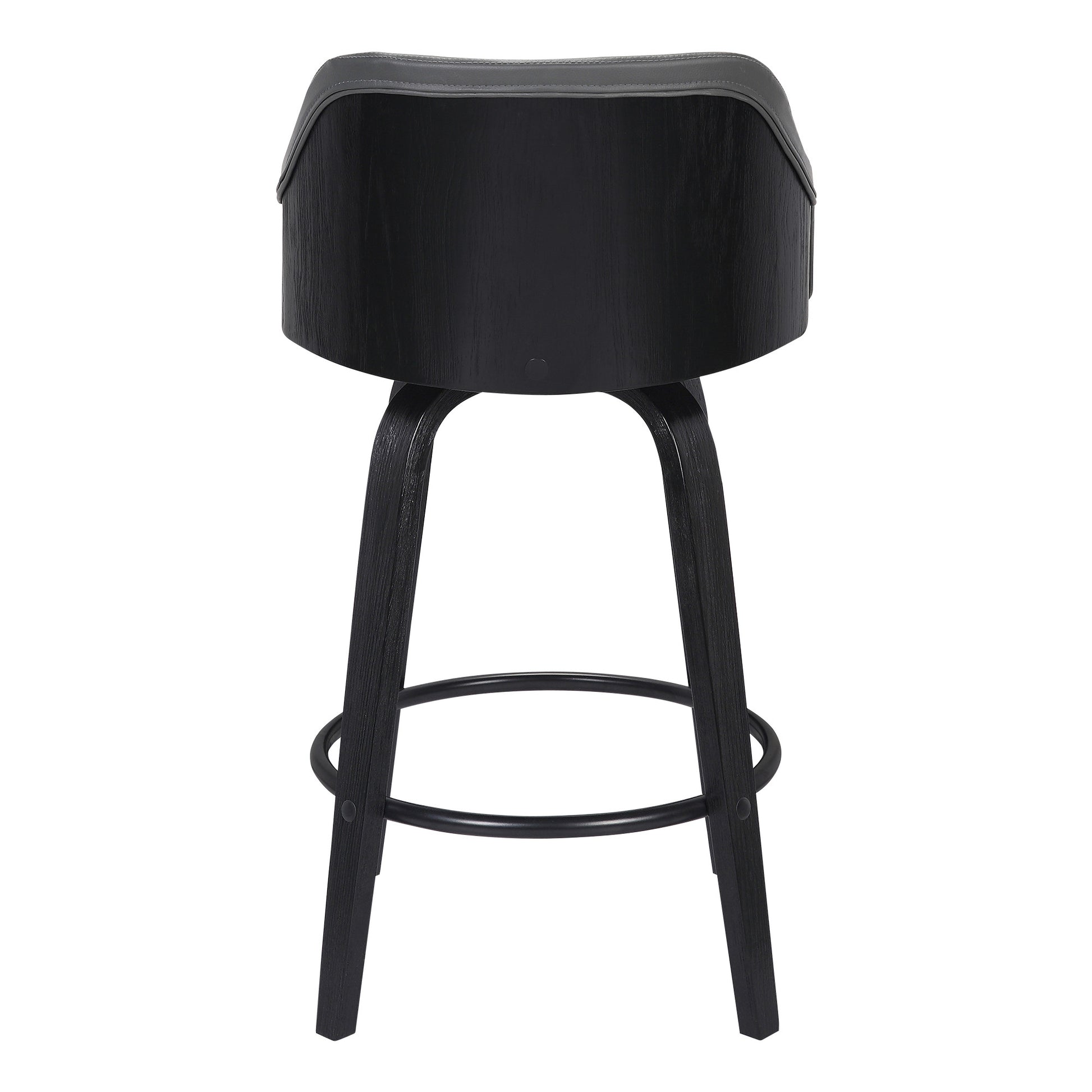 30" Gray And Black Iron Swivel Low Back Bar Height Bar Chair - Loft&Timber