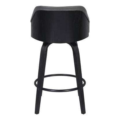 30" Gray And Black Iron Swivel Low Back Bar Height Bar Chair - Loft&Timber