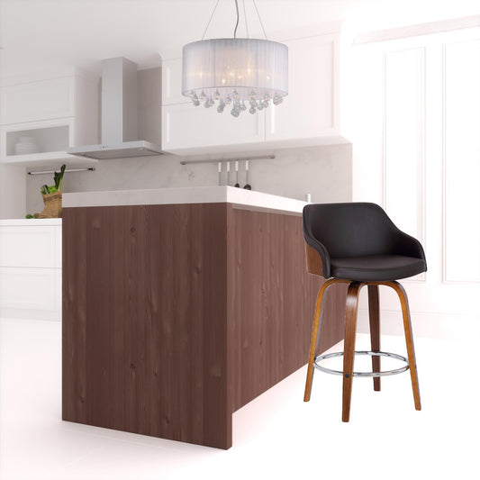 30" Brown Iron Swivel Low Back Bar Height Bar Chair - Loft&Timber