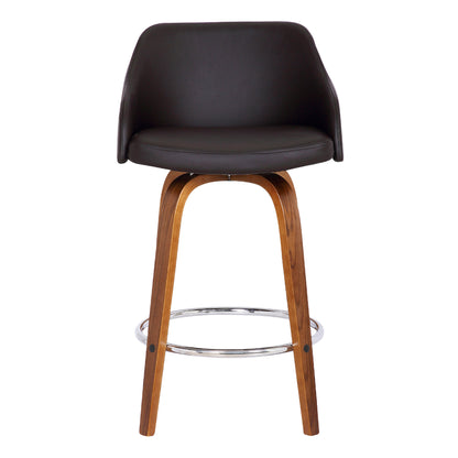 30" Brown Iron Swivel Low Back Bar Height Bar Chair - Loft&Timber