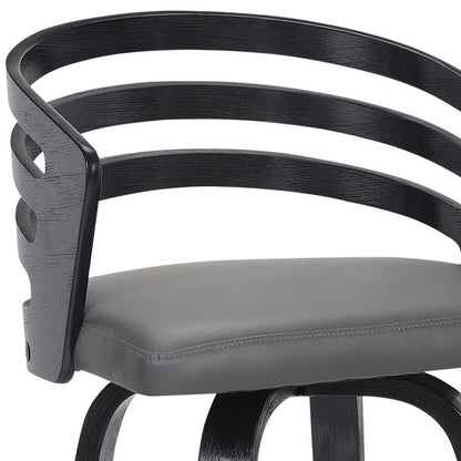 30" Gray And Black Iron Swivel Low Back Bar Height Bar Chair - Loft&Timber