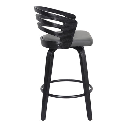 30" Gray And Black Iron Swivel Low Back Bar Height Bar Chair - Loft&Timber