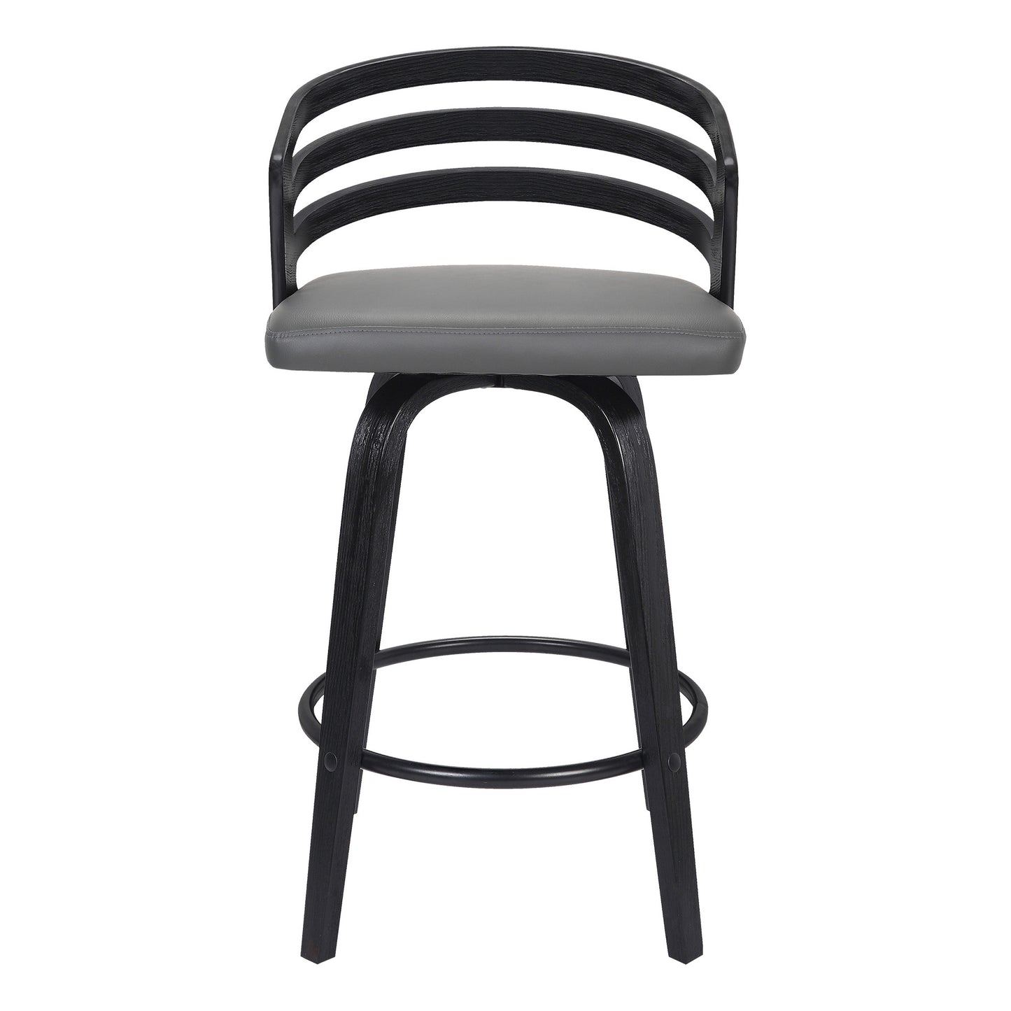 30" Gray And Black Iron Swivel Low Back Bar Height Bar Chair - Loft&Timber