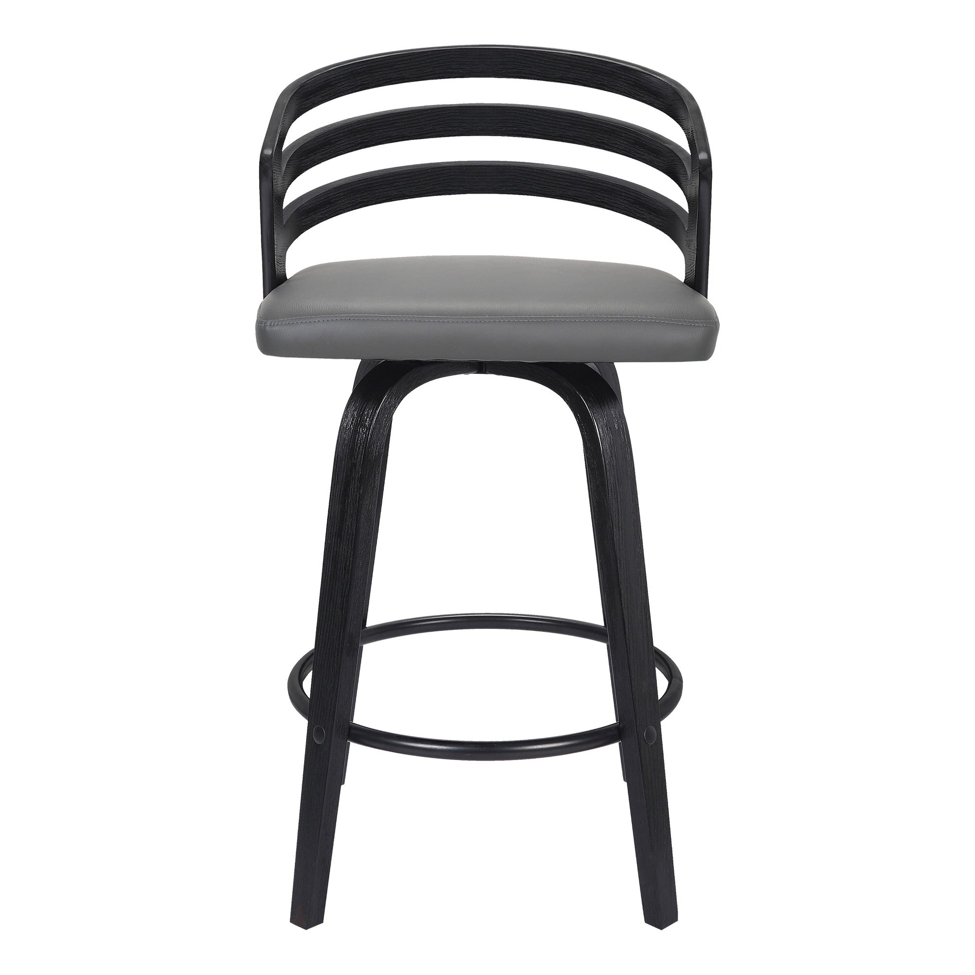 30" Gray And Black Iron Swivel Low Back Bar Height Bar Chair - Loft&Timber
