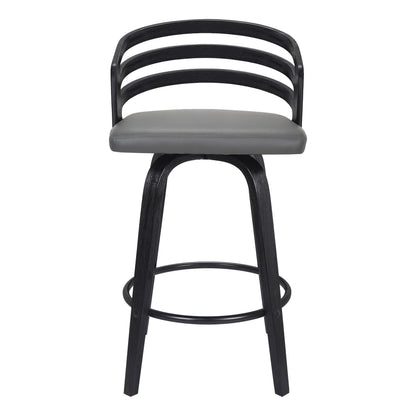 30" Gray And Black Iron Swivel Low Back Bar Height Bar Chair - Loft&Timber