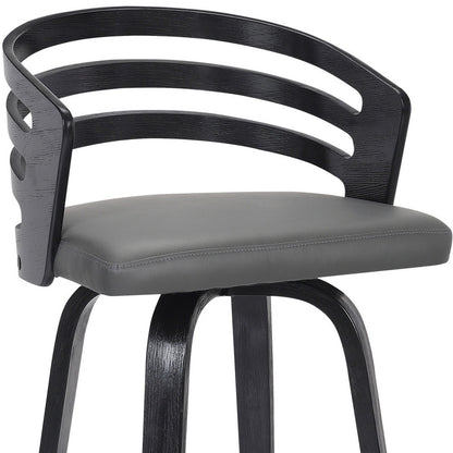 30" Gray And Black Iron Swivel Low Back Bar Height Bar Chair - Loft&Timber