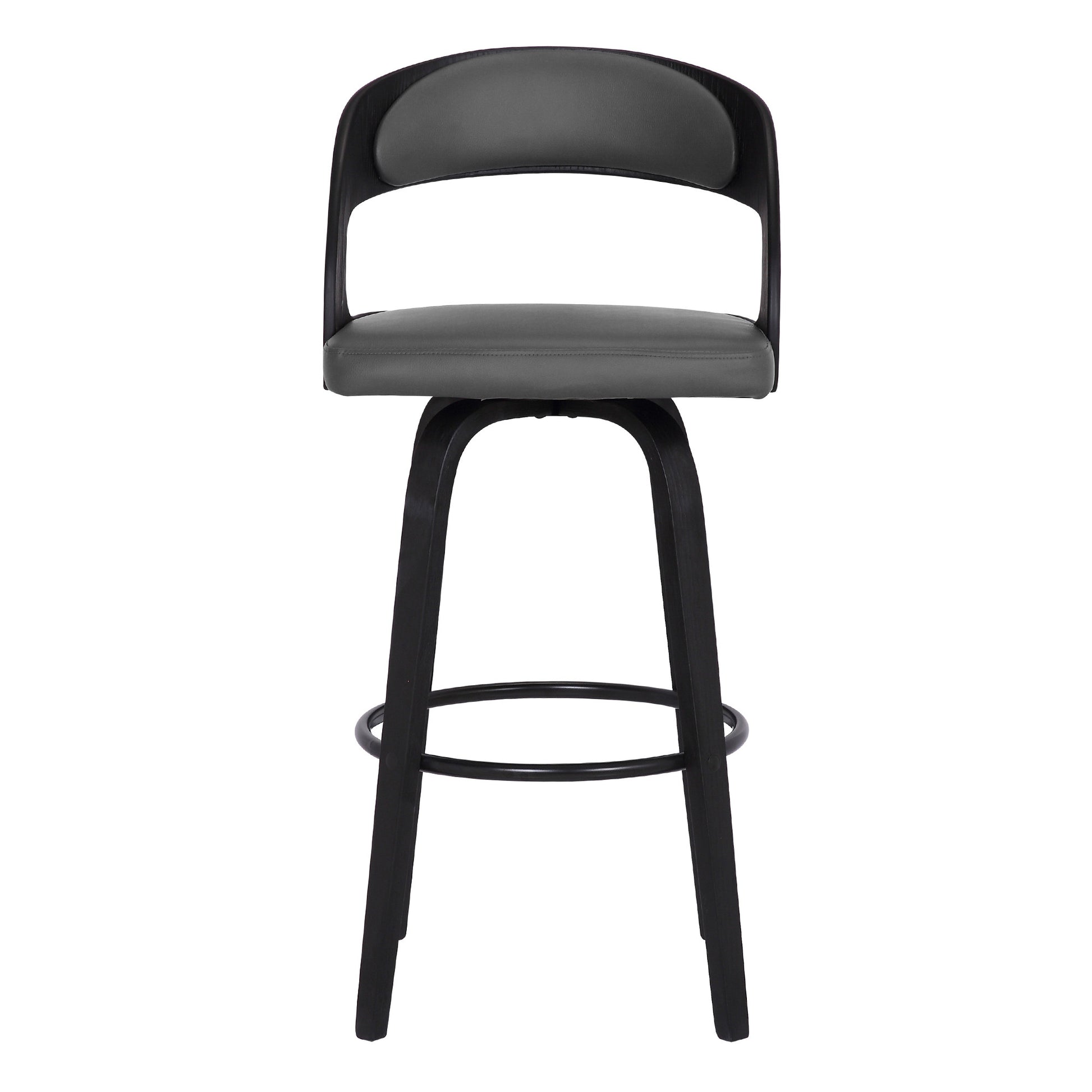 30" Gray And Black Iron Swivel Low Back Bar Height Bar Chair - Loft&Timber