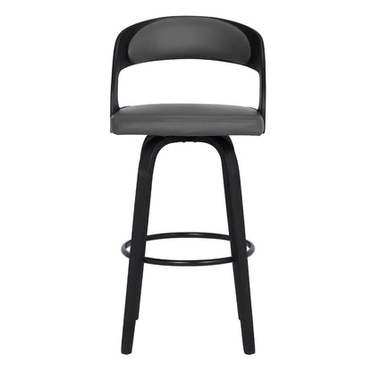 30" Gray And Black Iron Swivel Low Back Bar Height Bar Chair - Loft&Timber