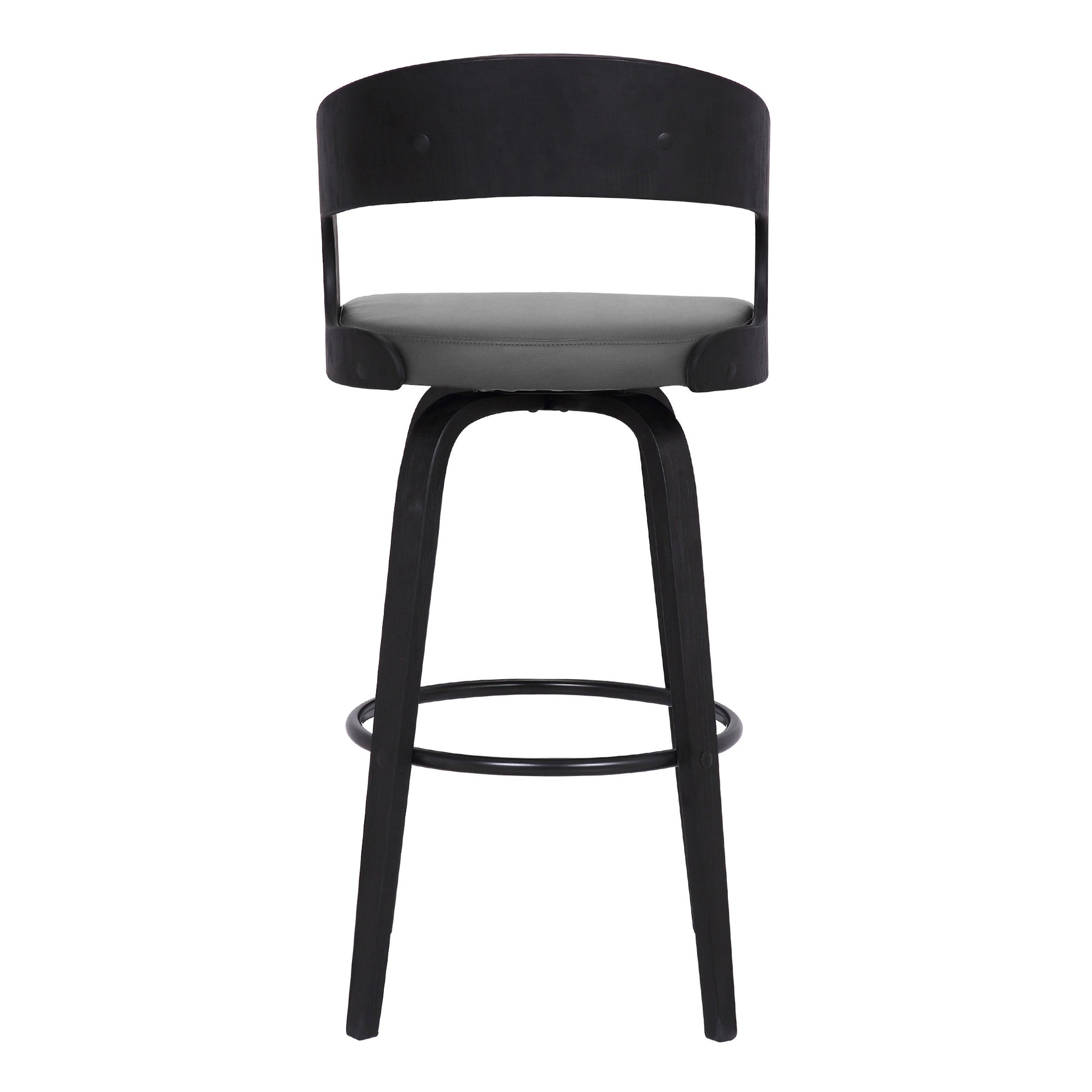 30" Gray And Black Iron Swivel Low Back Bar Height Bar Chair - Loft&Timber